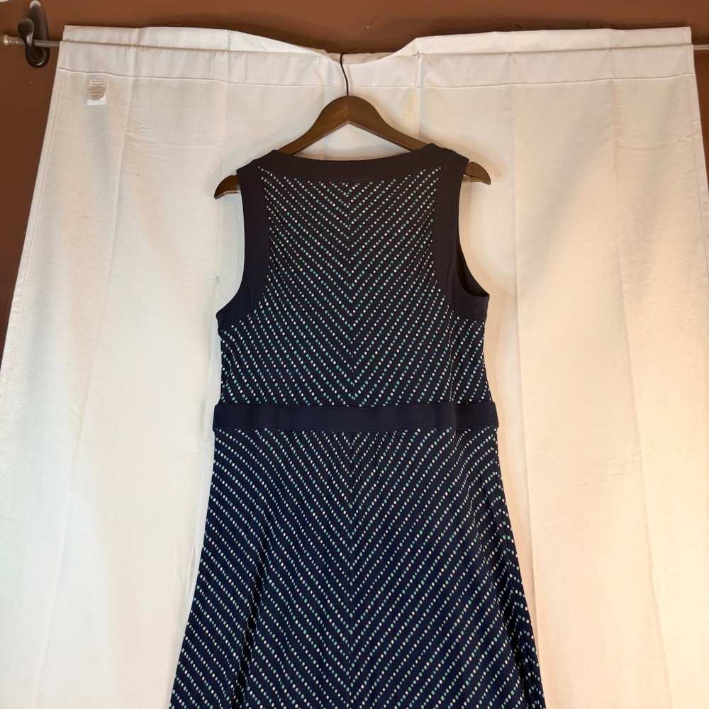 LANDS’ END Women’s Size XL Dress Maxi Length Polka Dot Stretch Side Slits - Picture 14 of 16